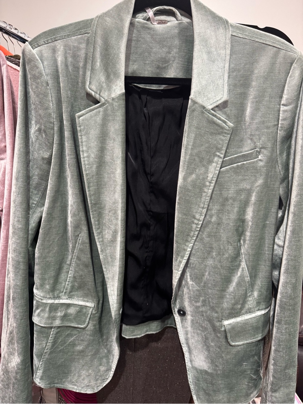 Free People Mint Green Velvet Blazer